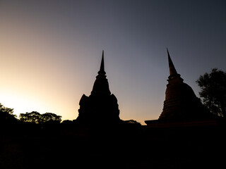 Twin Chedis at Twilight: Sukhothai in Shadows