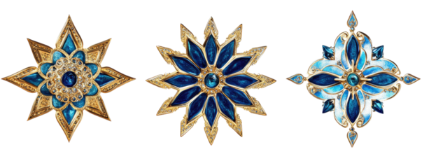 Ornate and Decorative Star Shapes with Intricate Details on transparent background