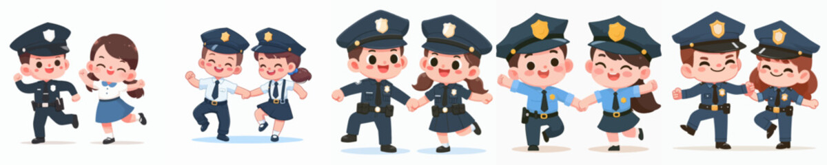 Vector collection of a police officer