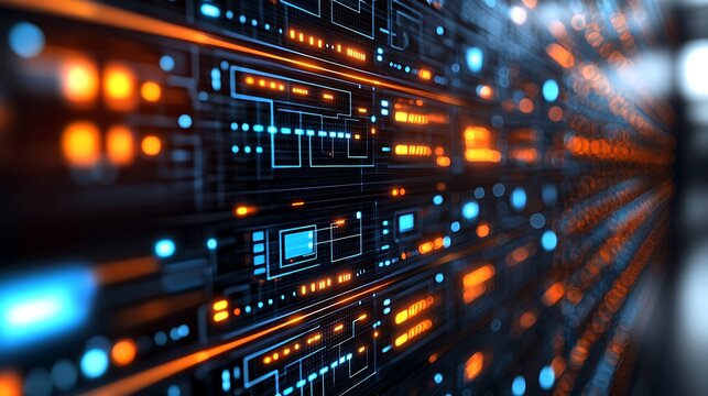Illuminated computer server rack panels display technological information systems