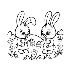 Fototapeta premium easter bunny with easter eggs