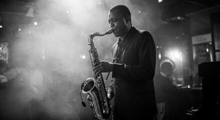 Jazz Musician in Smoky Bar