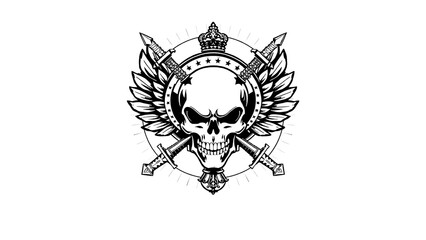 Fototapeta premium roman skull and crest wings swords logo