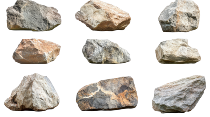 Collection of various rough rocks with diverse textures and colors