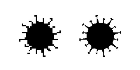Black silhouettes of two spiky objects with varying irregular spikes surrounding each shape.