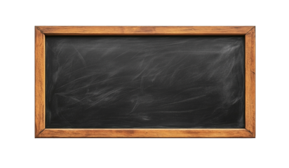chalkboard with black board, square blackboard for teaching in school, isolated on transparent background
