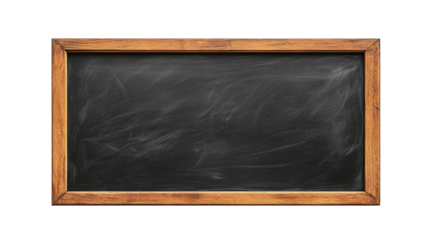 chalkboard with black board, square blackboard for teaching in school, isolated on transparent background