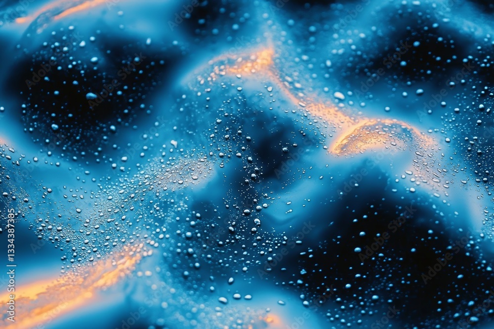 Aufkleber a background with wet drops on a shiny and grainy metal surface
