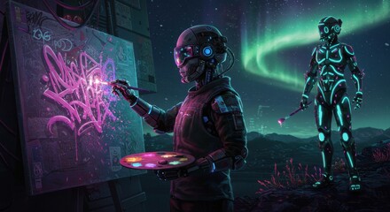 Neon Space Traveler Portrait