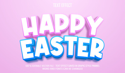 Happy Easter 3d editable text effect style