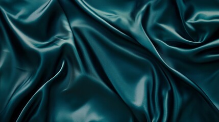 Fototapeta premium Abstract Teal Satin Fabric Background with Luxurious Draping, Texture, and Soft Shadows for Fashion or Textile Design Projects