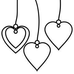 Elegant Hanging Hearts Outline