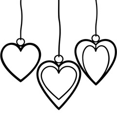 Elegant Hanging Hearts Outline