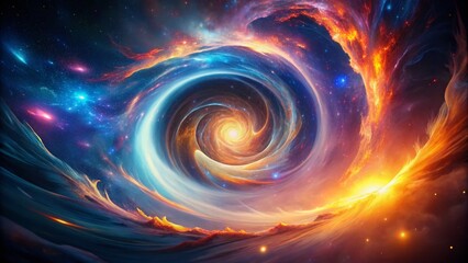 Aerial Drone Shot: Abstract Swirling Vortex of Glowing Light Energy