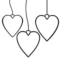 Elegant Hanging Hearts Outline