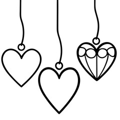 Elegant Hanging Hearts Outline