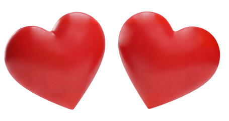 Obraz premium Vibrant Two 3d Red Heart Shapes With Smooth Rounded Contours
