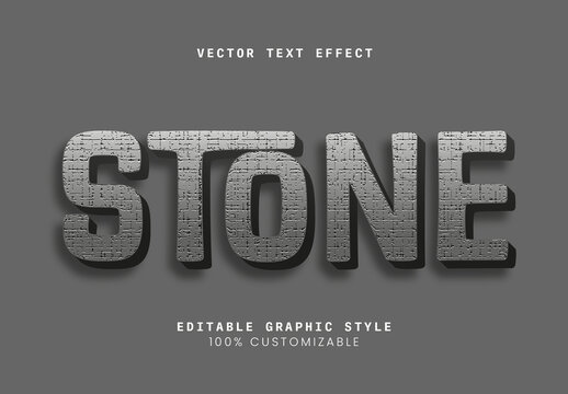 Gray And Black Stone Rough Texture Font Solid Text Effect