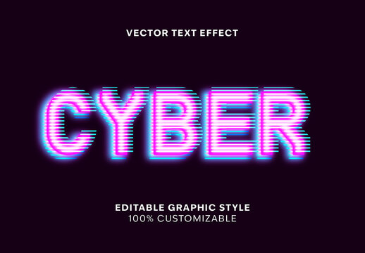 Pink Blue Neon Futuristic Glitch Digital Text Effect
