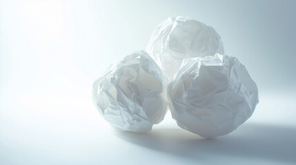 Fototapeta premium Crumpled paper balls forming a creative sculpture, symbolizing teamwork and innovation.