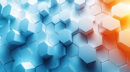 Abstract Geometric Hexagonal Pattern in Blue and Orange Gradients for Modern Backgrounds