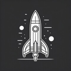 Fototapeta premium a simple illustration of a rocket ship set against a dark background 
