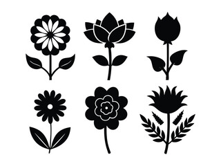 Obraz premium Elegant Black Silhouette Flowers for Design Projects