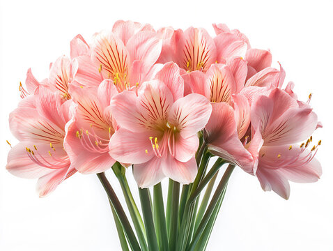 a clivia isolated on a white background, a high-resolution photograph,