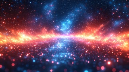 Fototapeta premium Stunning Cosmic Landscape with Stars and Nebulae in Vibrant Colors and Shimmering Lights
