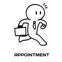 Appointment editable stroke outline icon isolated on white background flat vector illustration, black outline, Pixel perfect