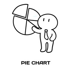 Pie chart editable stroke outline icon isolated on white background flat vector illustration, black outline, Pixel perfect