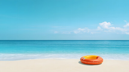 Obraz premium Panorama view on beautiful sunset and tropical beach. Relaxation and calmness beach holiday, resort or hotel. Summer vacation on tropical beach landscape 