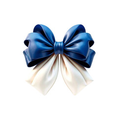 blue and white ribbon bow isolated on transparency background looks cute and is decorative element to add nice look to gifts, reflecting touch of elegance and charm