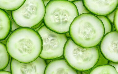 fresh cucumber slices as background