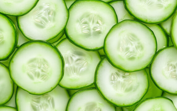 fresh cucumber slices as background