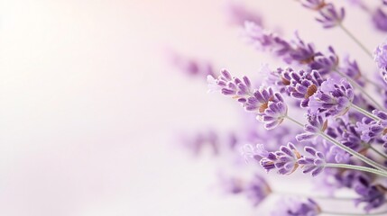 Obraz premium Delicate lavender blossoms, soft purple petals scattered gently, calming floral backdrop ideal for wellness and relaxation themes.