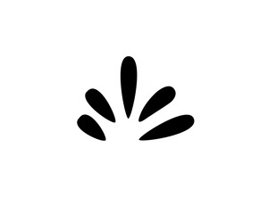 Minimal icon features bold black shapes arranged centrally on a white backdrop.