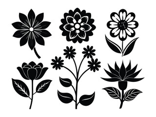 Obraz premium Elegant Black Silhouette Flowers for Design Projects