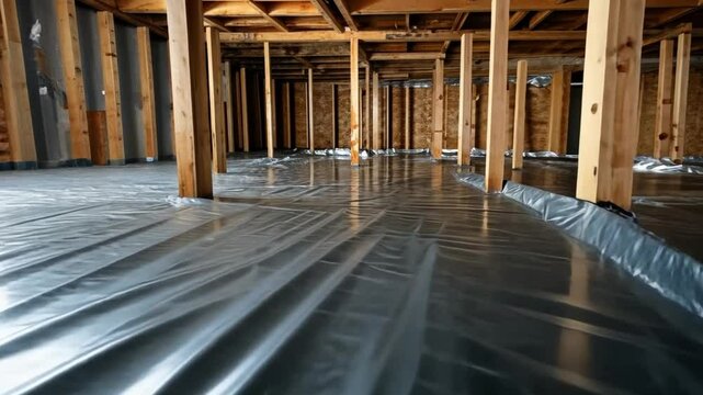 Basement Under Construction: Vapor Barrier Installation