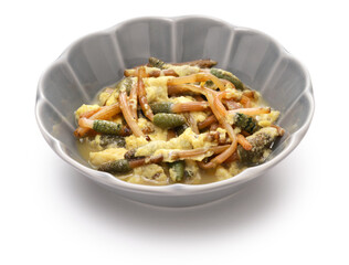 Japanese wild vegetable dish in spring. Tsukushi ( Field Horsetail ) simmered for a bit, and then...