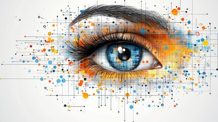 Eye with Colorful Abstract Graphics for Creative Concept of Vision and Perception in Art