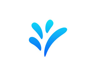 Obraz premium A modern blue splash pattern with curved shapes against a plain white background for creative use.