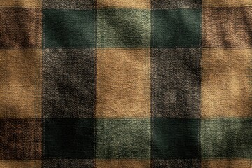 Fototapeta premium Brown Green Plaid Fabric Texture Warm Autumnal Colors