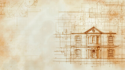 Obraz premium A drawing of a building on a piece of paper