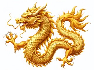 Obraz premium Chinese Dragon Logo: Elegant Gold Symbol on White Background for Branding