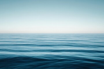 Obraz premium Calm ocean, blue water, clear sky, horizon, serene seascape