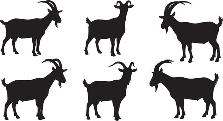 Fototapeta premium Goat Silhouettes, Cute Goat Vector Black Illustration