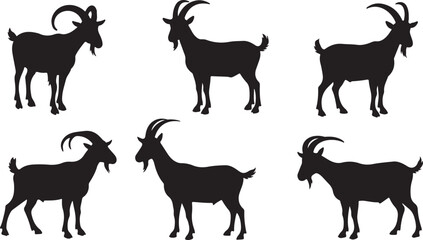 Fototapeta premium Goat Silhouettes, Cute Goat Vector Black Illustration