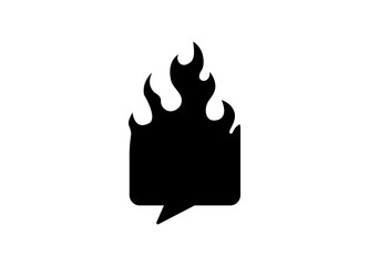 Simple black flame icon resembling a trash can in shape, set against a clean white backdrop.