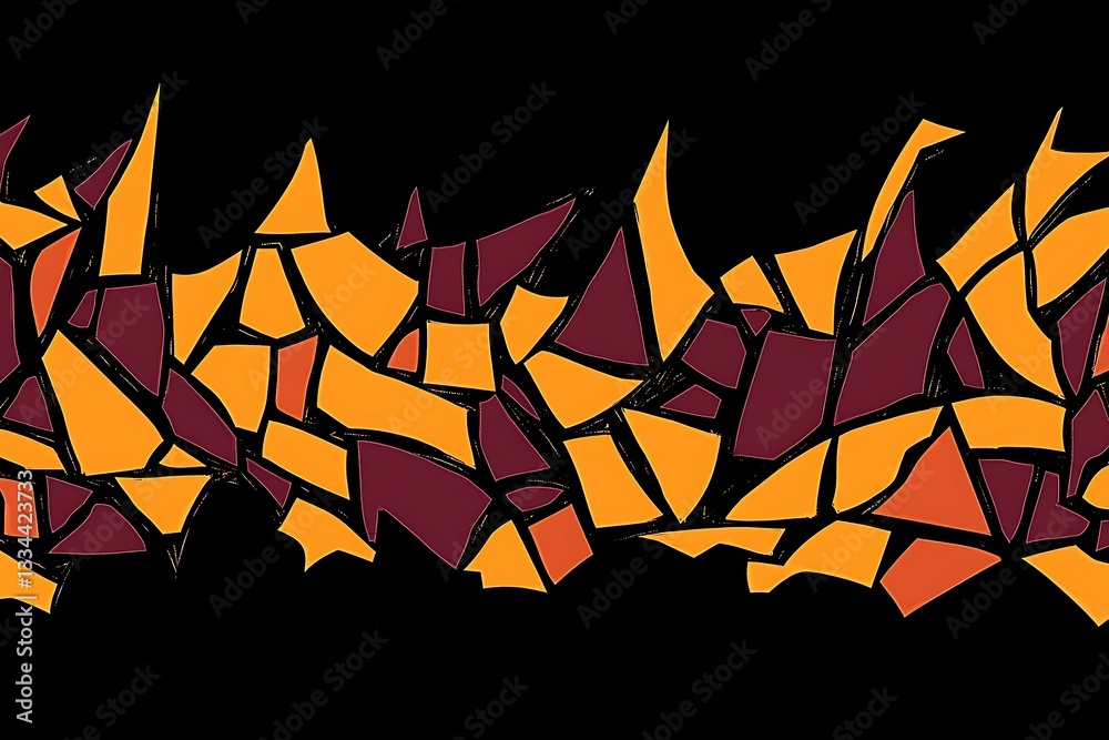 Poster dynamic geometric composition of fragmented shapes on deep black canvas